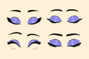 Бесплатное векторное изображение Нарисованная рукой иллюстрация закрытых глаз шаржа
