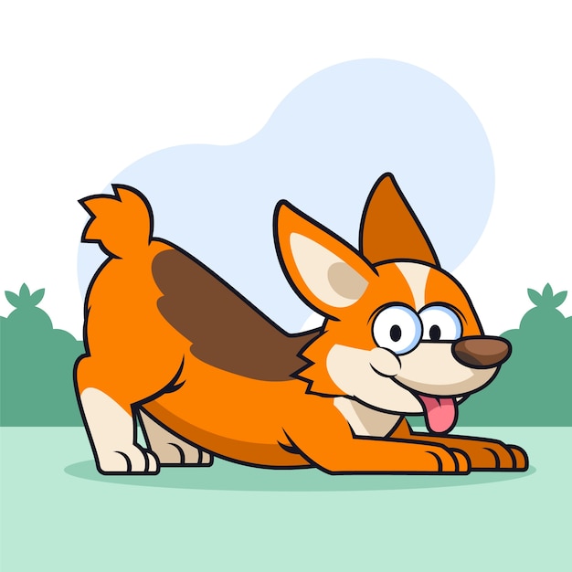 Hand drawn cartoon corgi illustration