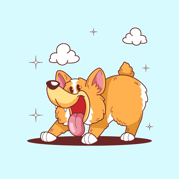 Hand drawn cartoon corgi  illustration