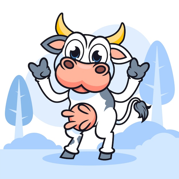 Free vector hand drawn cartoon cow illustration