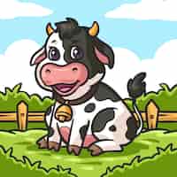 Free vector hand drawn cartoon cow illustration
