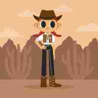 Free vector hand drawn cartoon cowgirl illustration