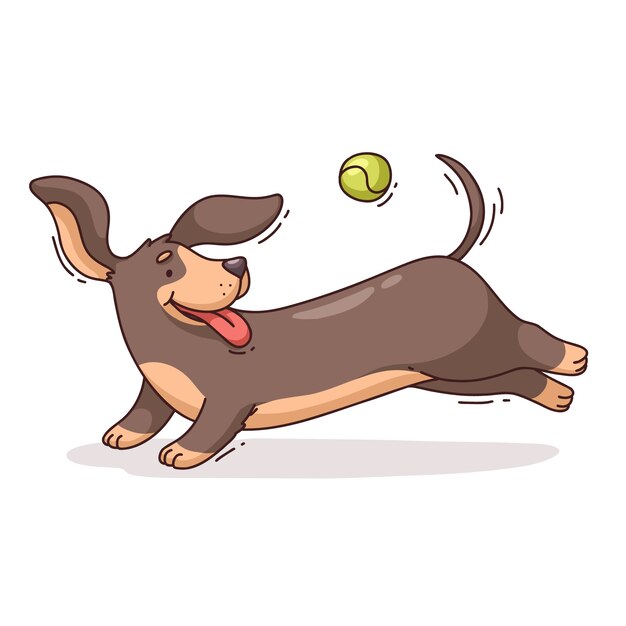 Hand drawn cartoon dachshund illustration