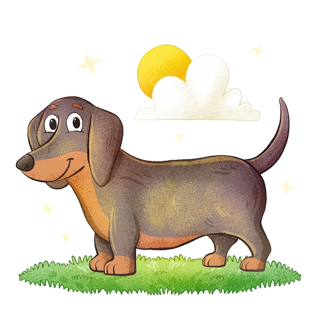 Free vector hand drawn cartoon dachshund illustration