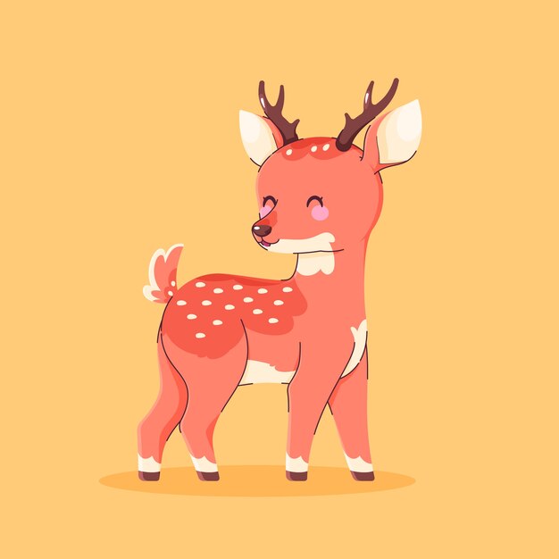 hand drawn cartoon deer head illustration