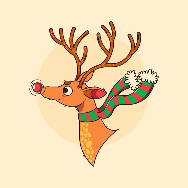 Hand drawn cartoon deer head illustration