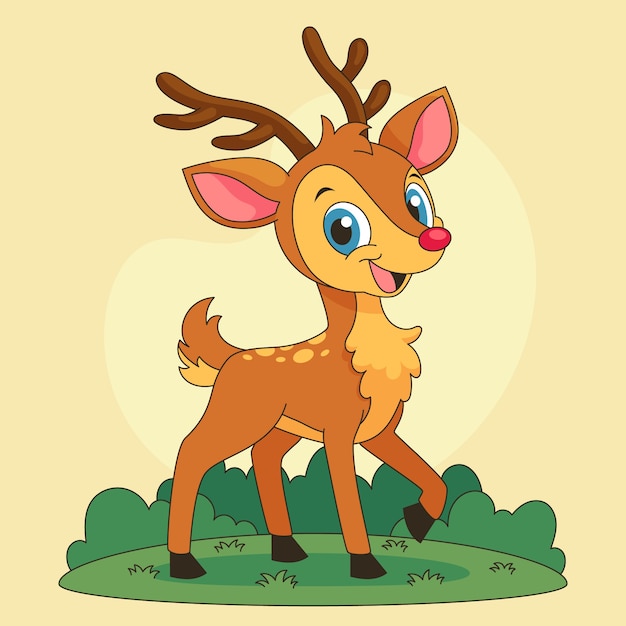 Hand drawn cartoon deer head illustration