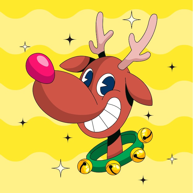 Hand drawn cartoon deer head illustration