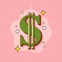 Free vector hand drawn cartoon dollar sign illustration