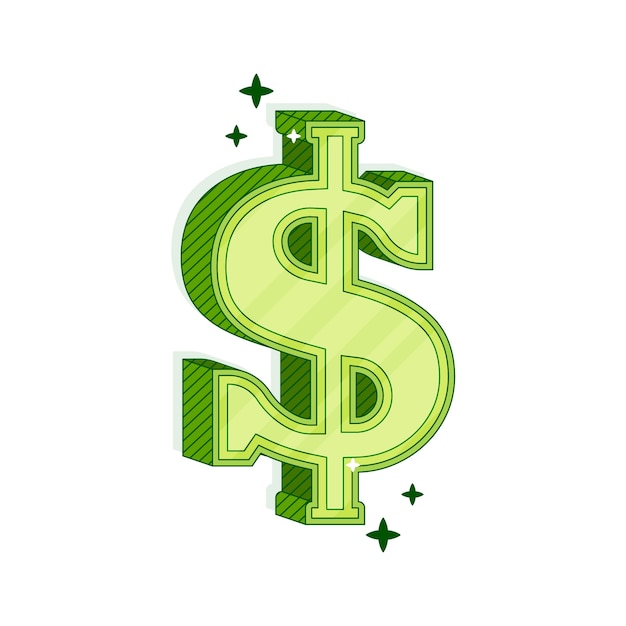 Бесплатное векторное изображение Иллюстрация картинного знака доллара, нарисованная вручную