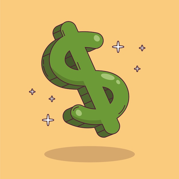 Hand drawn cartoon dollar sign illustration