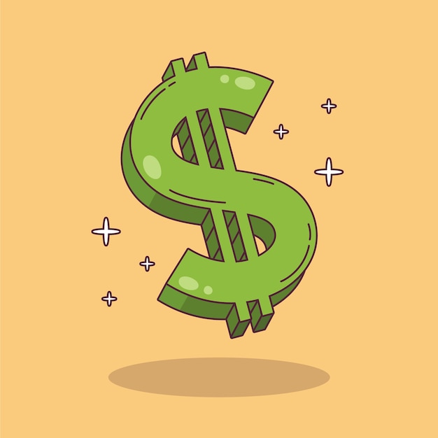 Hand drawn cartoon dollar sign illustration