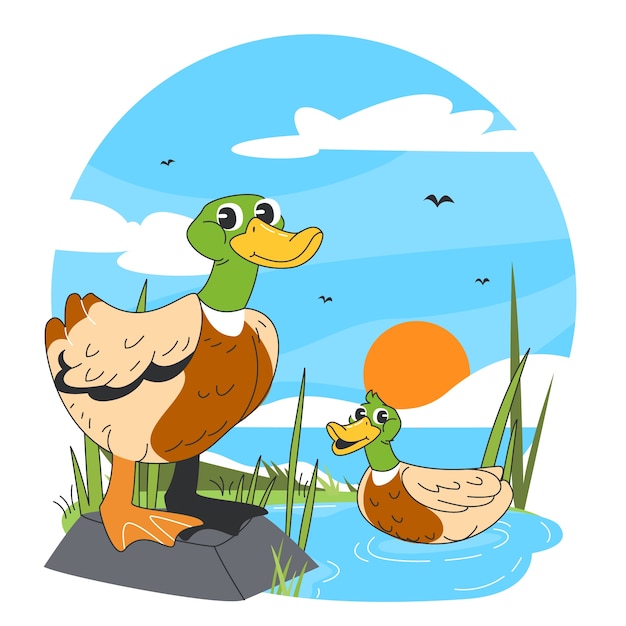 Free vector hand drawn cartoon duck illustration