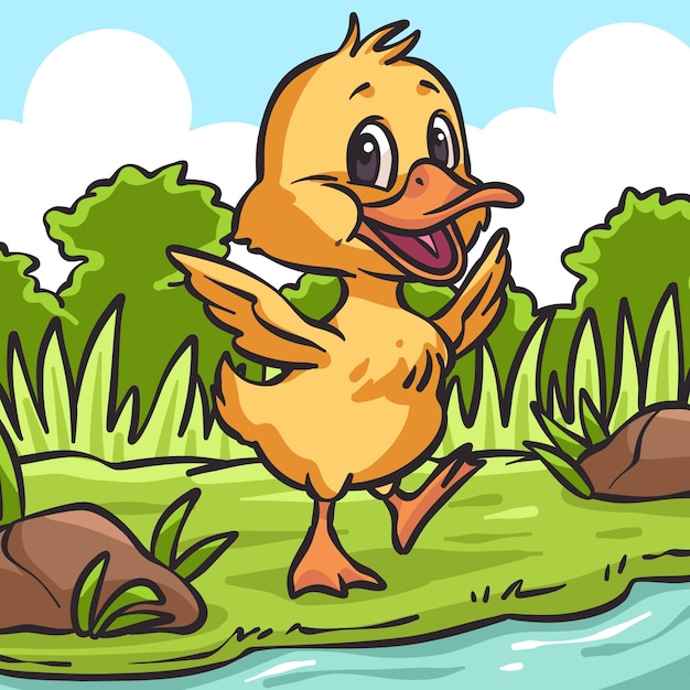 Free vector hand drawn cartoon duck illustration