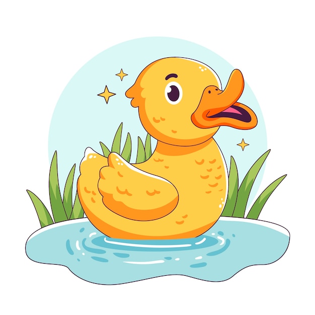 Hand Drawn Cartoon Duck Illustration – Free Download