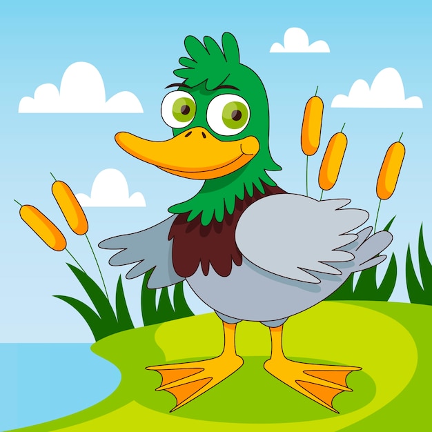 Free Vector hand drawn cartoon duck illustration