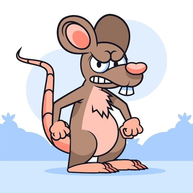 Hand drawn cartoon evil rat illustration