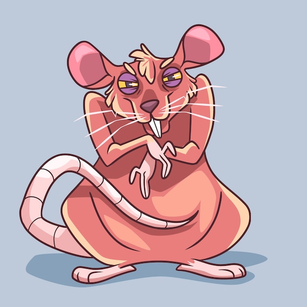 Vettore gratuito illustrazione disegnata a mano del ratto malvagio del fumetto