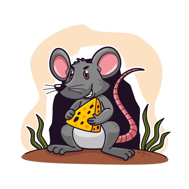 Hand drawn cartoon evil rat illustration