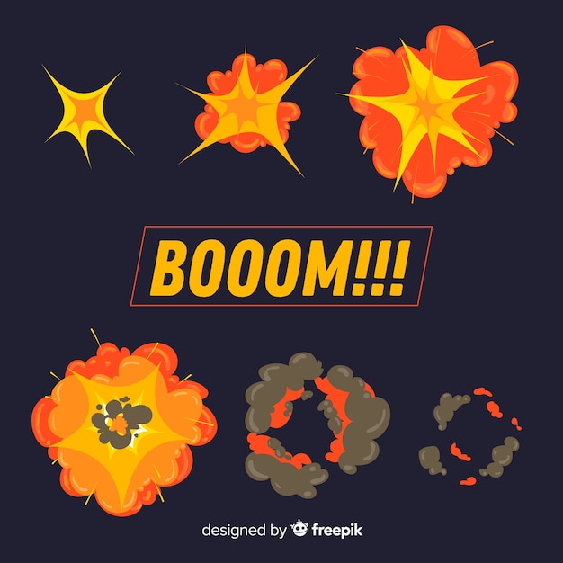 Hand drawn cartoon explosion effect collection