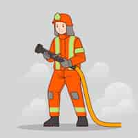 Free vector hand drawn cartoon firefighter illustration