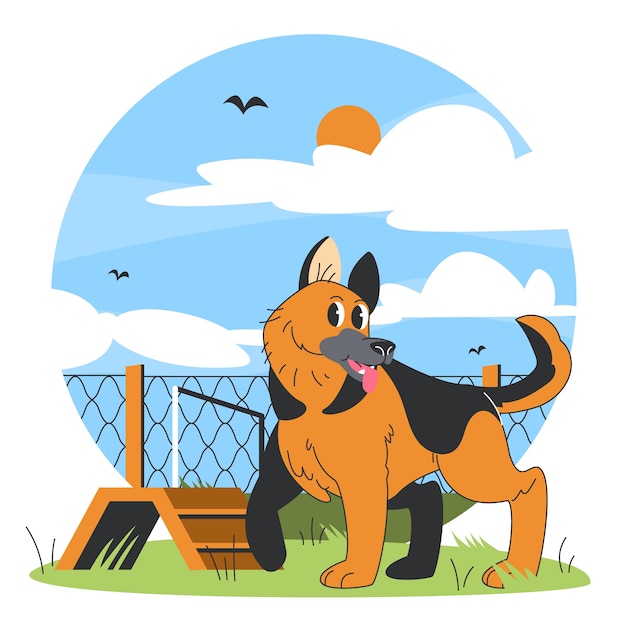 Free vector hand drawn cartoon german shepherd illustration