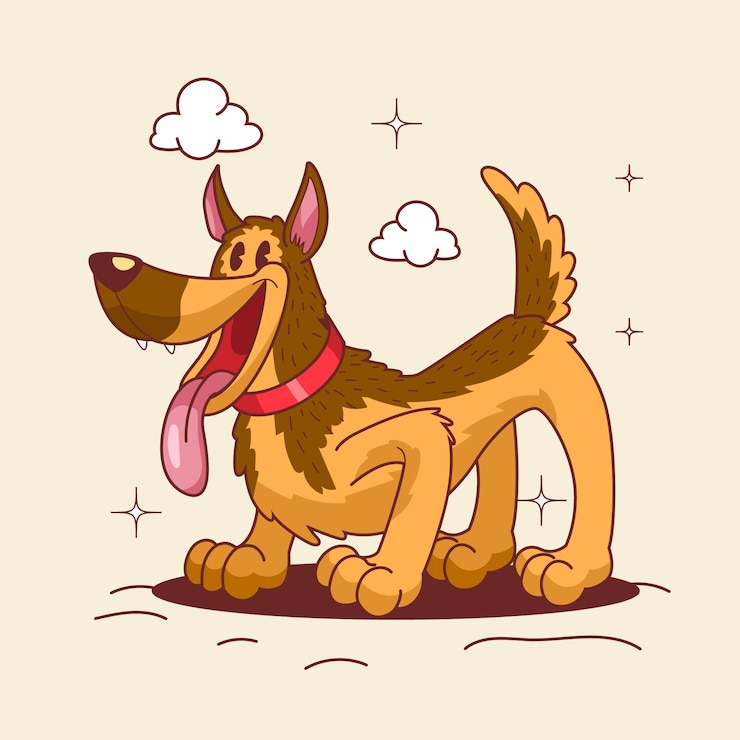 Free Vector hand drawn cartoon german shepherd illustration