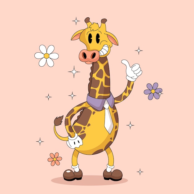 Hand drawn cartoon giraffe illustration