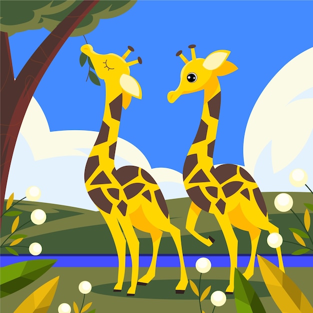 Hand drawn cartoon giraffe illustration