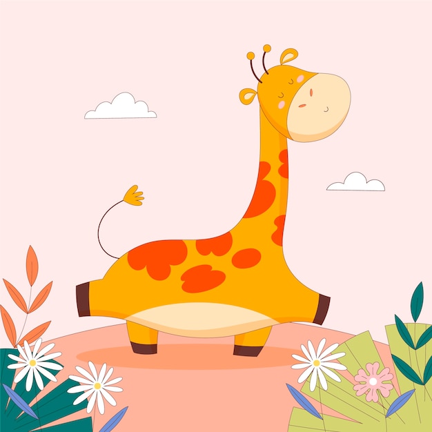 Free vector hand drawn cartoon giraffe illustration