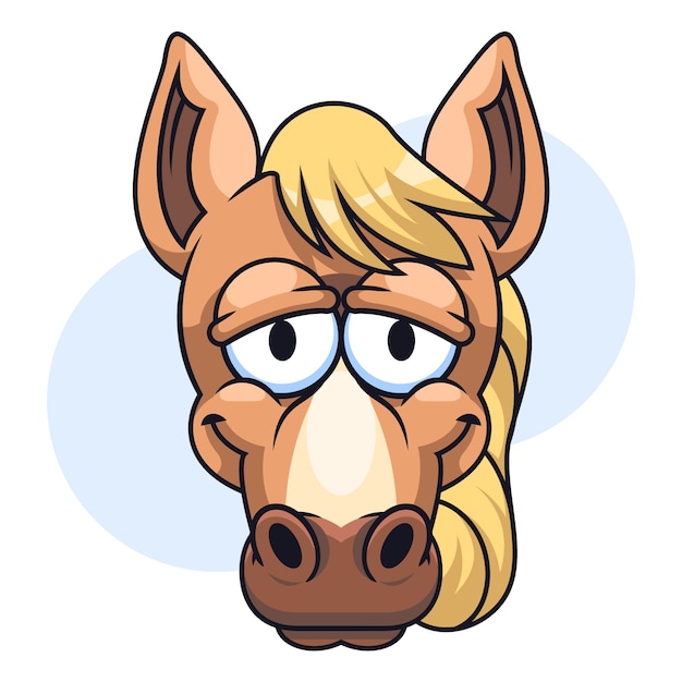 Hand drawn cartoon horse face illustration