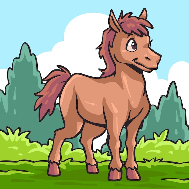 Free Vector hand drawn cartoon horse illustration