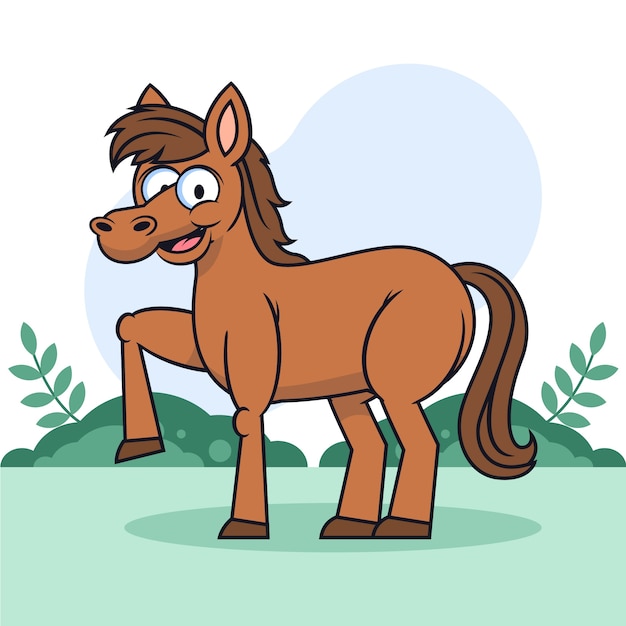 Hand drawn cartoon horse illustration