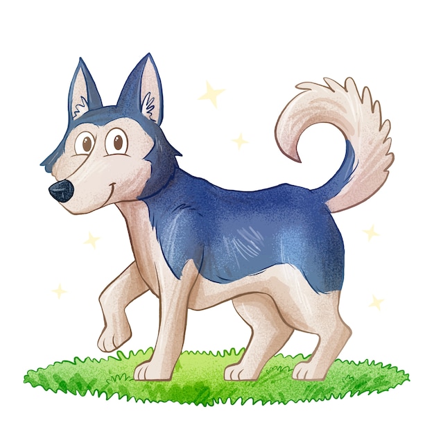 Free vector hand drawn cartoon husky illustration