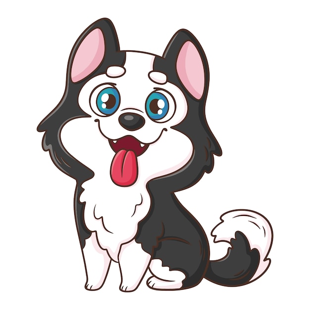 Free vector hand drawn cartoon husky illustration