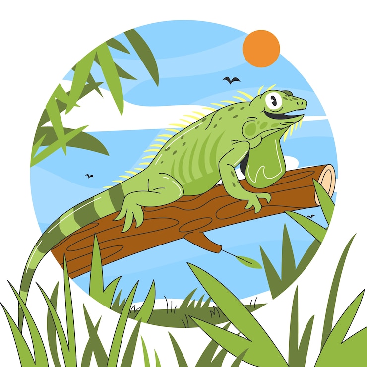 Free Vector hand drawn cartoon iguana illustration