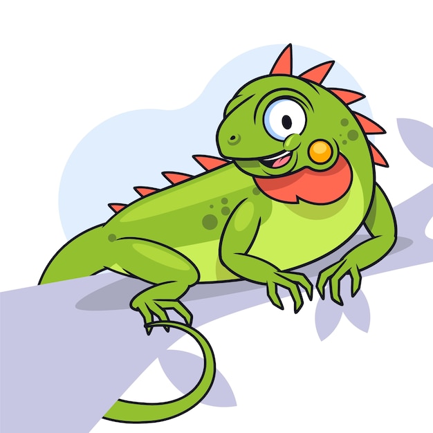 Free vector hand drawn cartoon iguana illustration