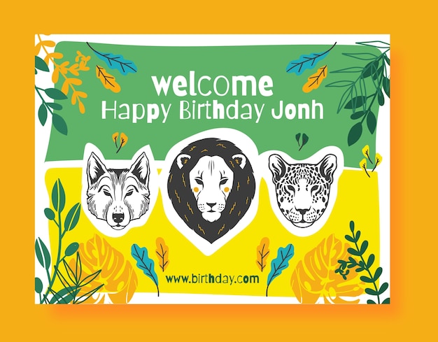 Free vector hand drawn cartoon jungle birthday party photocall