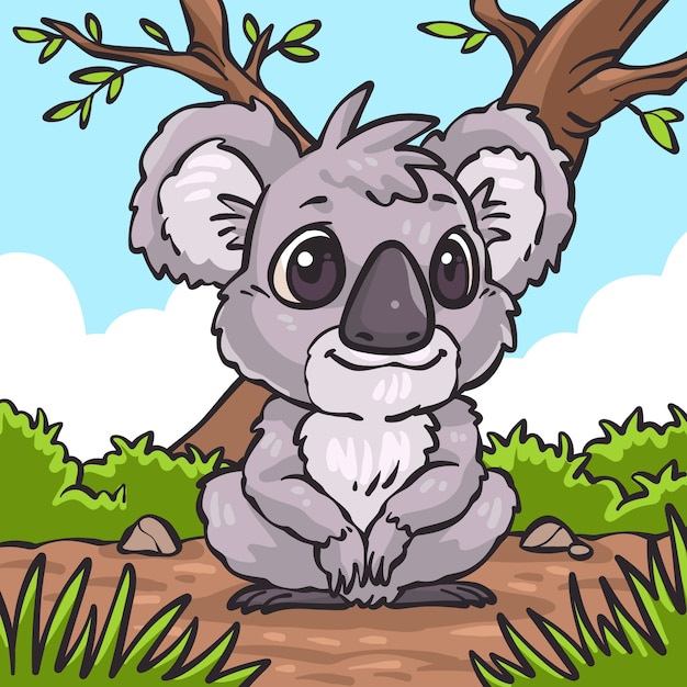 Vettore gratuito illustrazione di koala del fumetto disegnato a mano