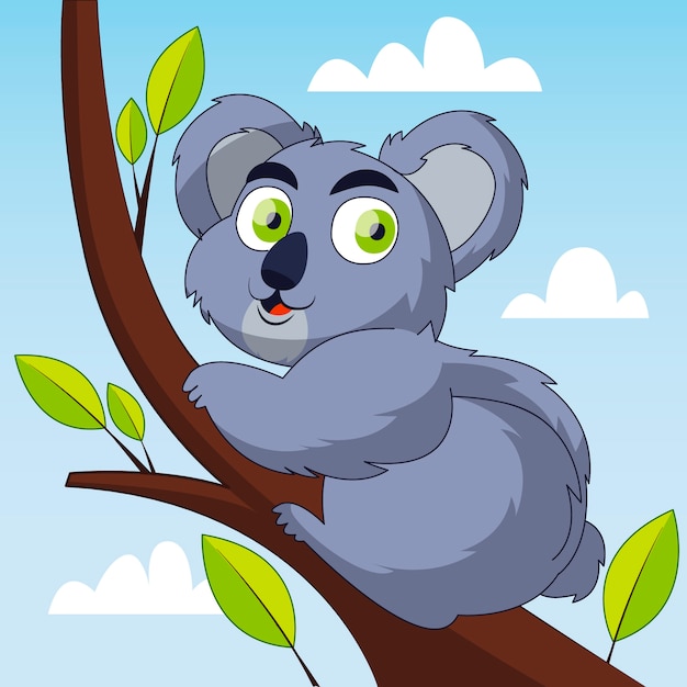 Hand drawn cartoon koala illustration