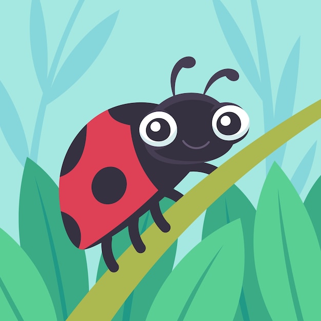 Hand drawn cartoon ladybug illustration