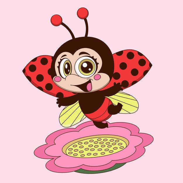 hand drawn cartoon ladybug  illustration