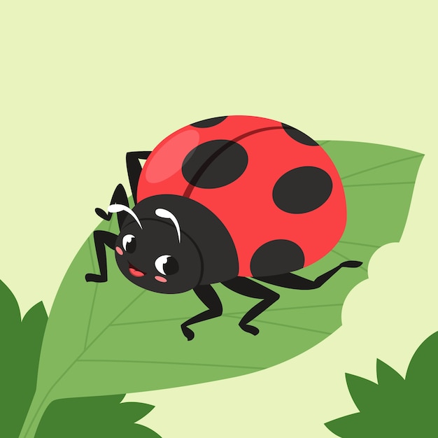 Hand drawn cartoon ladybug illustration