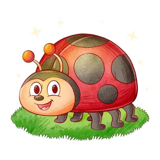 Hand drawn cartoon ladybug illustration