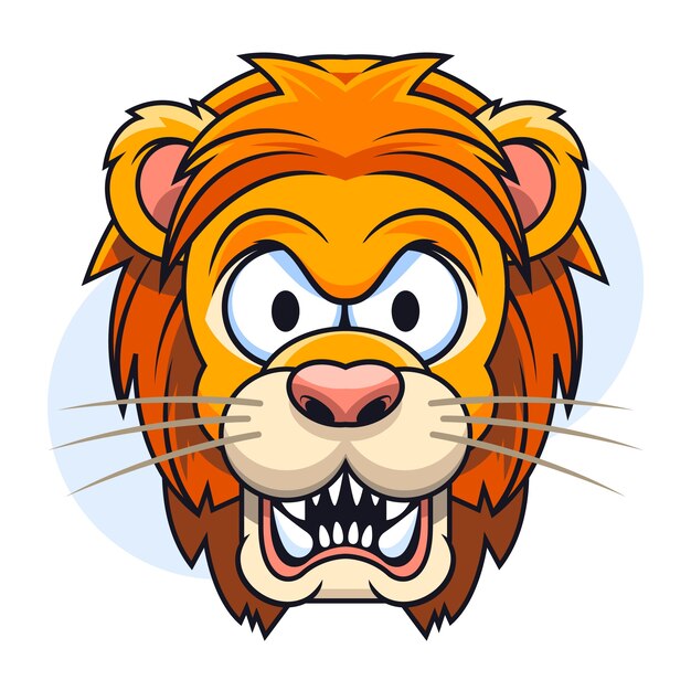 Нарисованная рукой иллюстрация лица льва шаржа