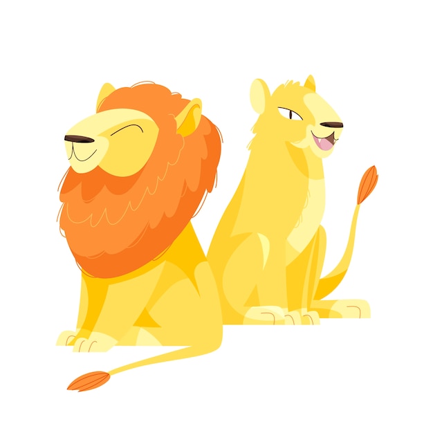 Free vector hand drawn cartoon lion illustration