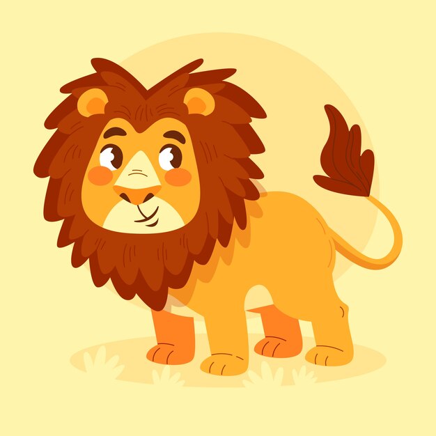 Hand drawn cartoon lion  illustration