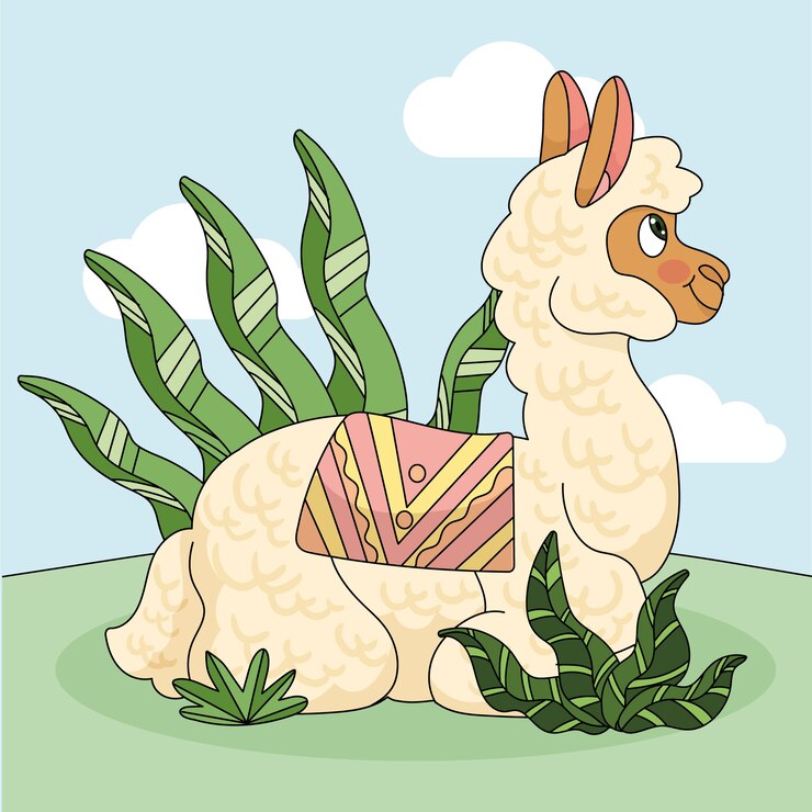 Free Vector hand drawn cartoon llama illustration