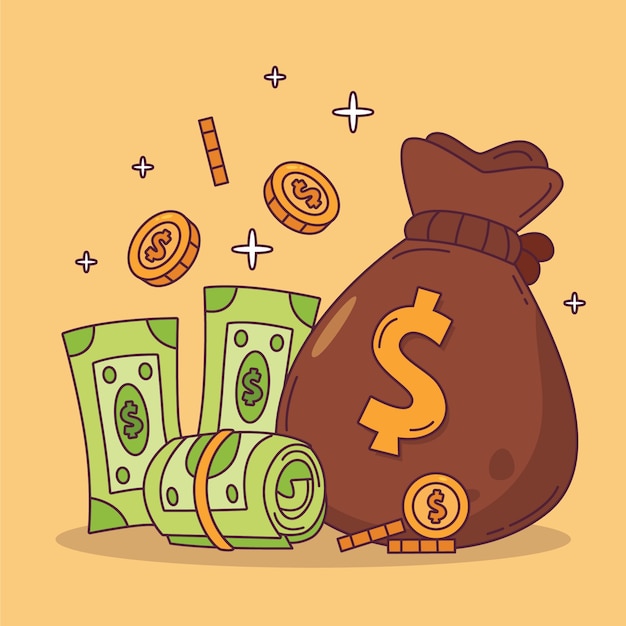 Free vector hand drawn cartoon money illustration