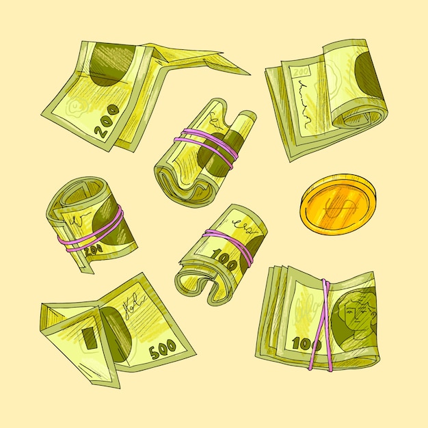 Free vector hand drawn cartoon money illustration